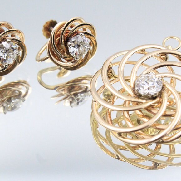 F & F Felger For Tiffany & Co 14K Gold 3.36 Carats Diamond VS1 S1 Jewelry Suite - Picture 10 of 16